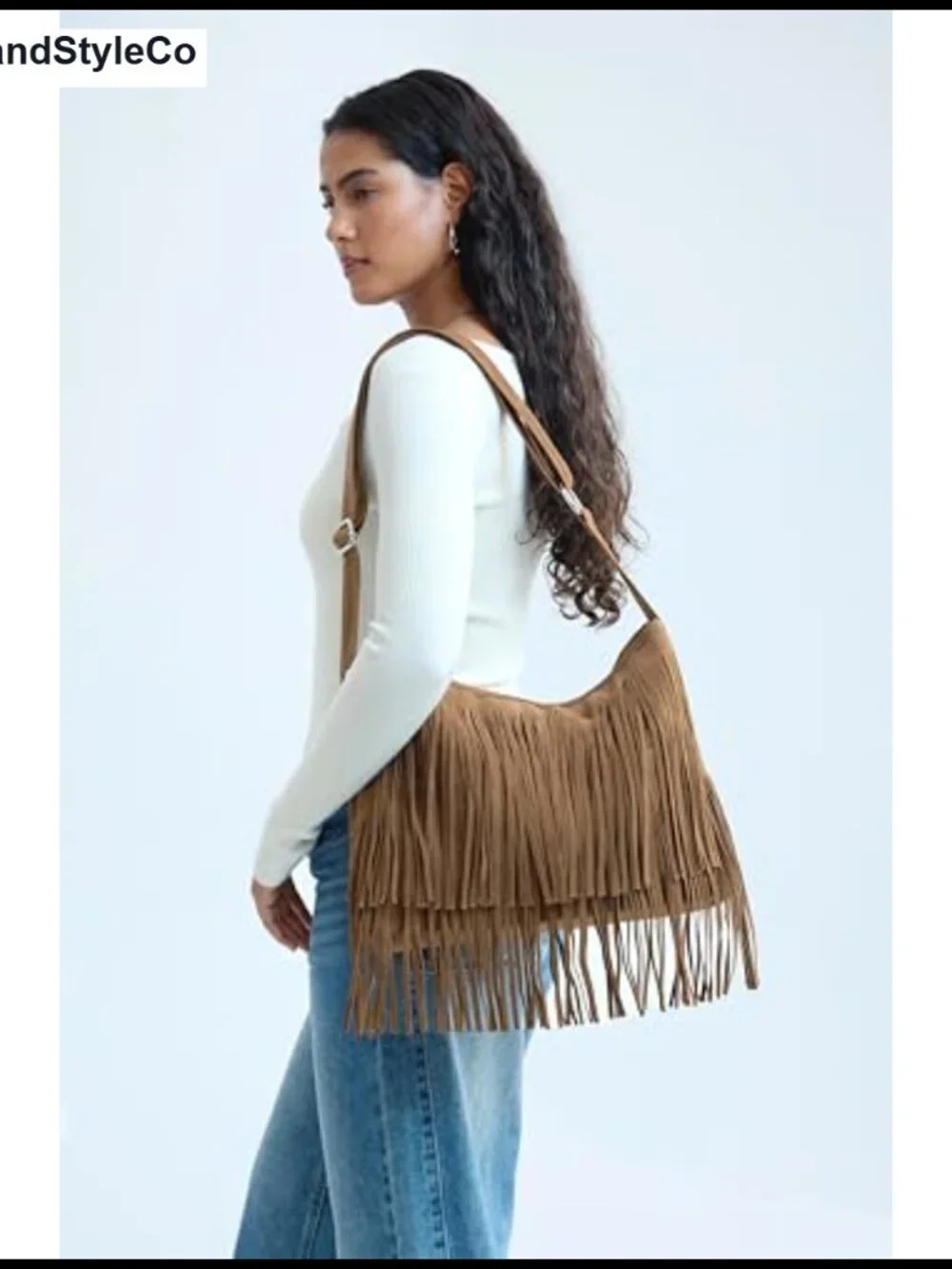Tassel Faux Suede Leather Hobo Crossbody Shoulder Bag Women Sling